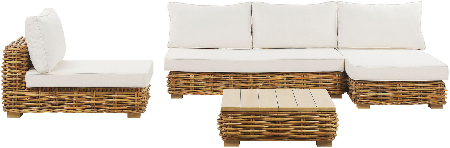 Lounge Set VARALLO Rattan Goldbraun Linksseitig Bild 1