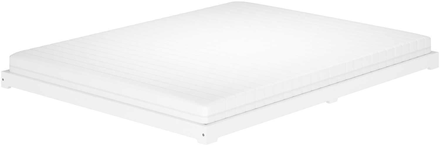 Futonbett weiß 160x200 flach extra niedriges Loftbett Kiefer V-60.47W-16Rollrost und Matratze inkl. Bild 1