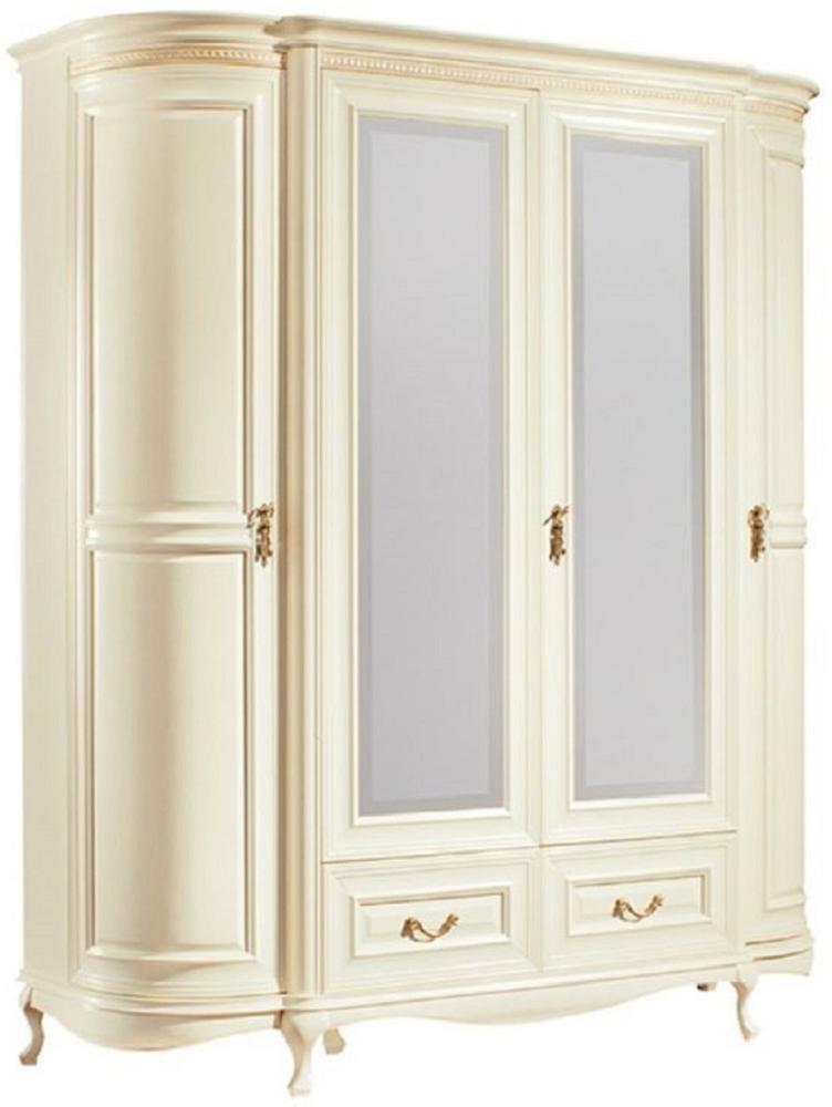 Casa Padrino Luxus Barock Schlafzimmerschrank Creme / Gold 180,5 x 62,6 x H. 206,6 cm - Prunkvoller Kleiderschrank mit 4 Türen und 2 Schubladen - Schlafzimmermöbel Bild 1