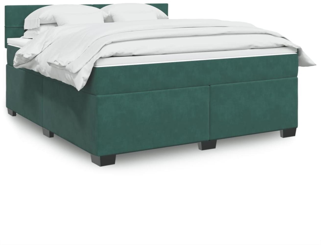 vidaXL Boxspringbett mit Matratze Dunkelgrün 180x200 cm Samt 3288681 Bild 1