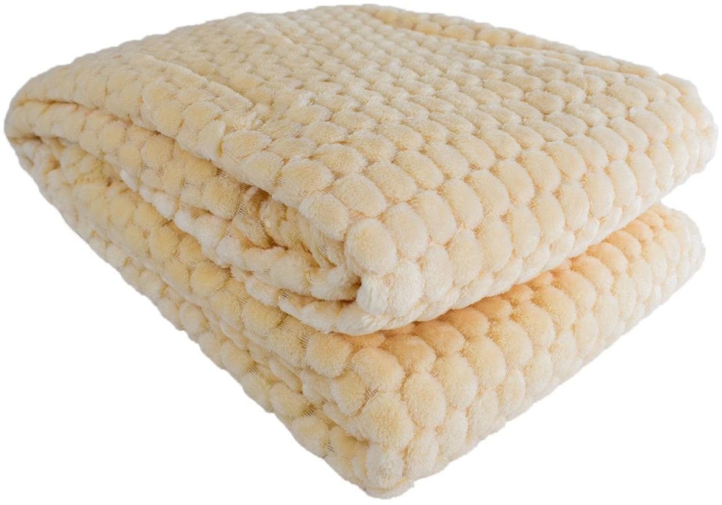 Wohndecke mit Tupfen Popcorn 150 x 200 cm Kuscheldecke mit gepunktetem Design creme Bild 1