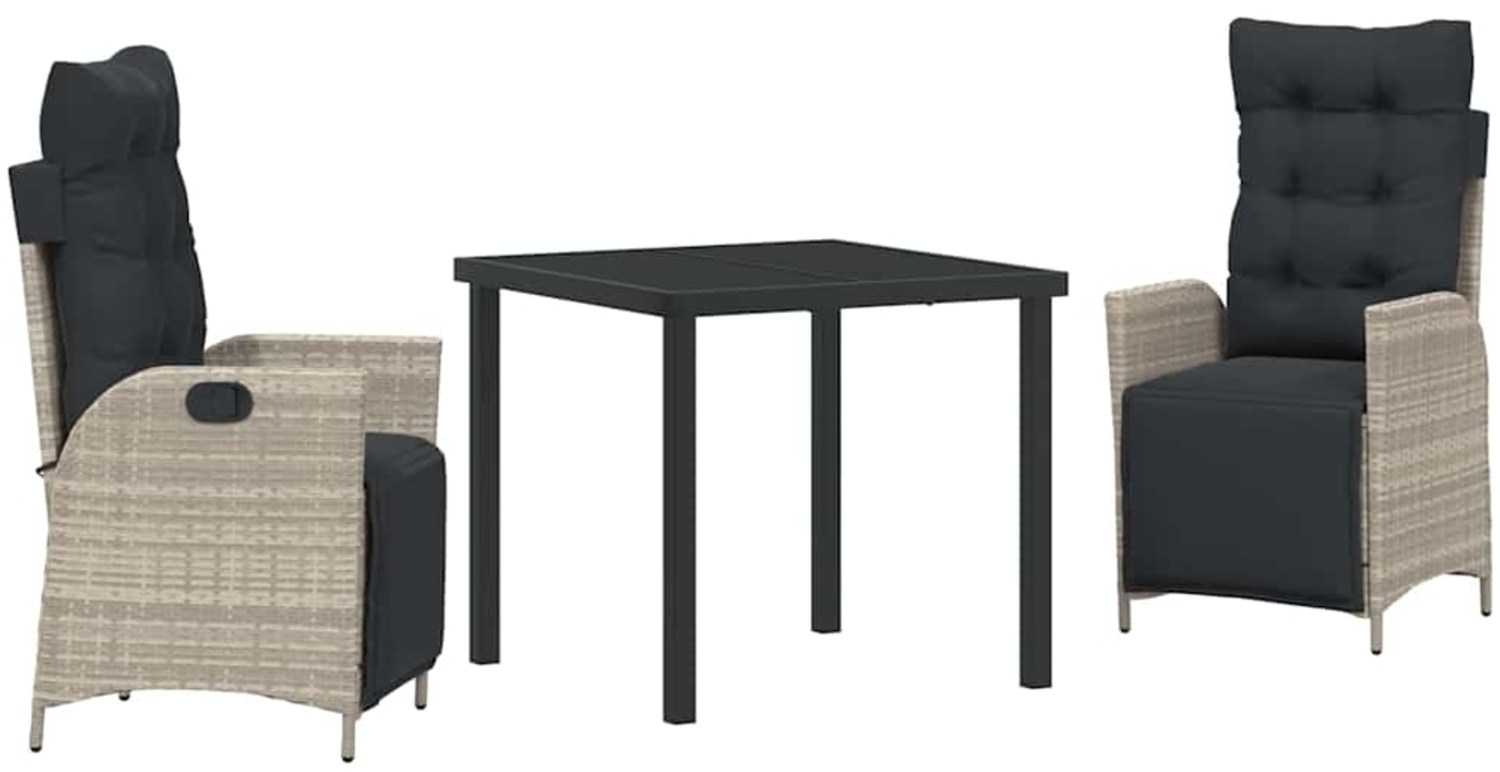 vidaXL Garten Essgruppe 3 pcs Hellgrau Poly Rattan 3380568 Bild 1