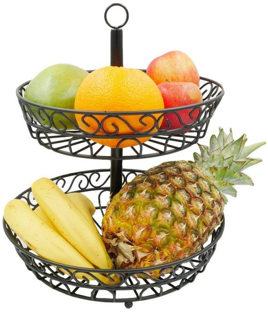 Intirilife Obstschale, Edelstahl, Obstkorb Etagere, 2 Stockwerke - 2 Etagen Schale für Obst und Gemüse Bild 1