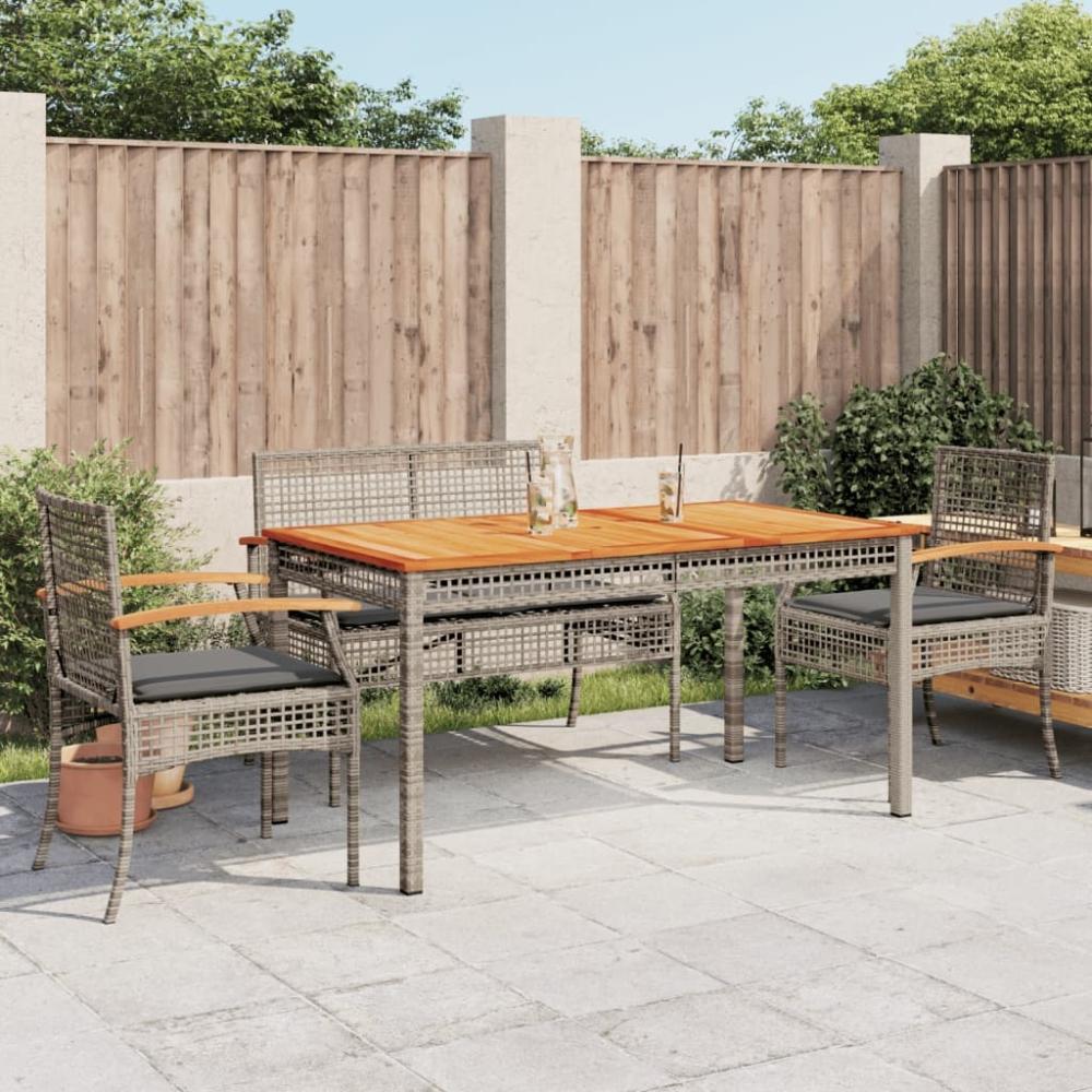 vidaXL 5-tlg. Garten-Essgruppe mit Kissen Grau Poly Rattan 3213577 Bild 1