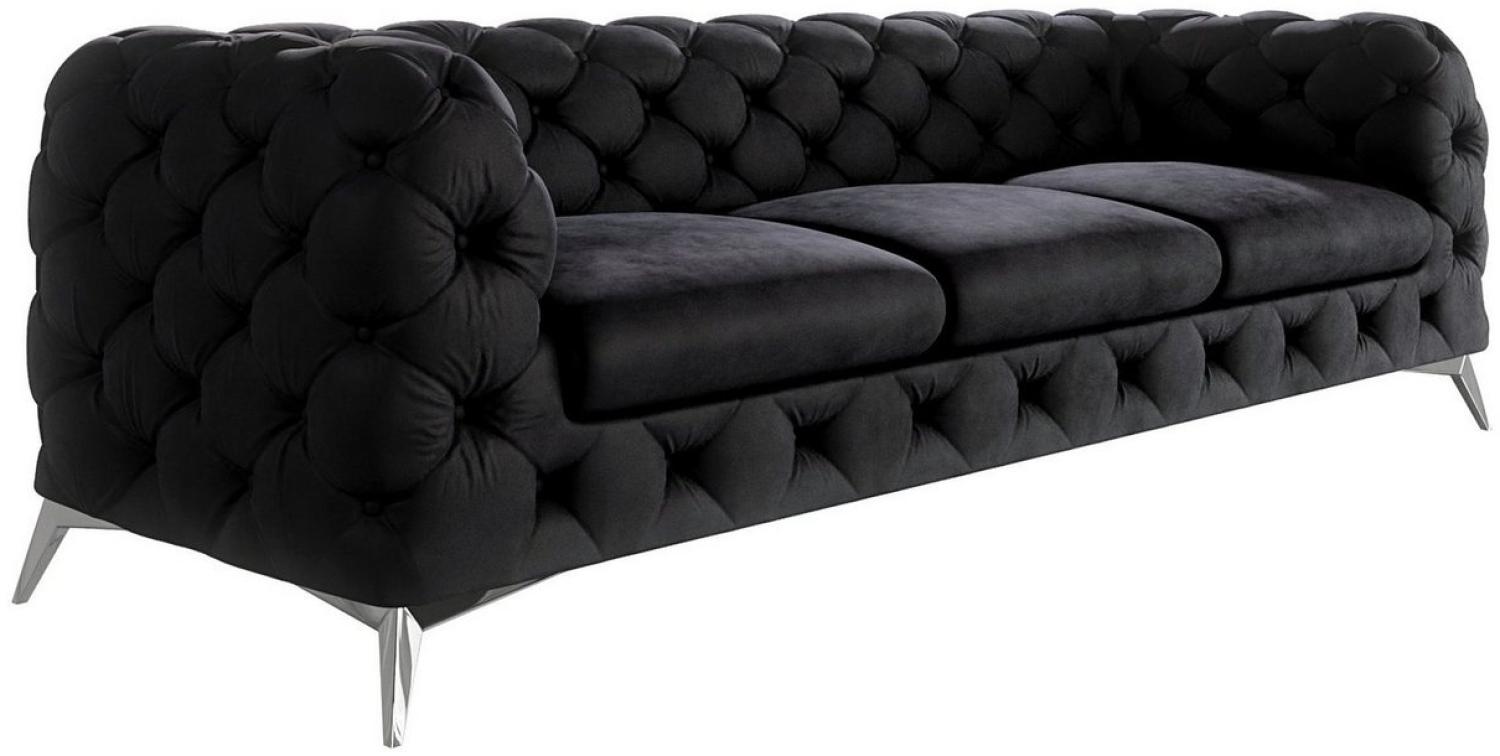 S-Style Möbel Chesterfield-Sofa 3-Sitzer Kalina mit Silber Metall Füßen, mit Wellenfederung Bild 1