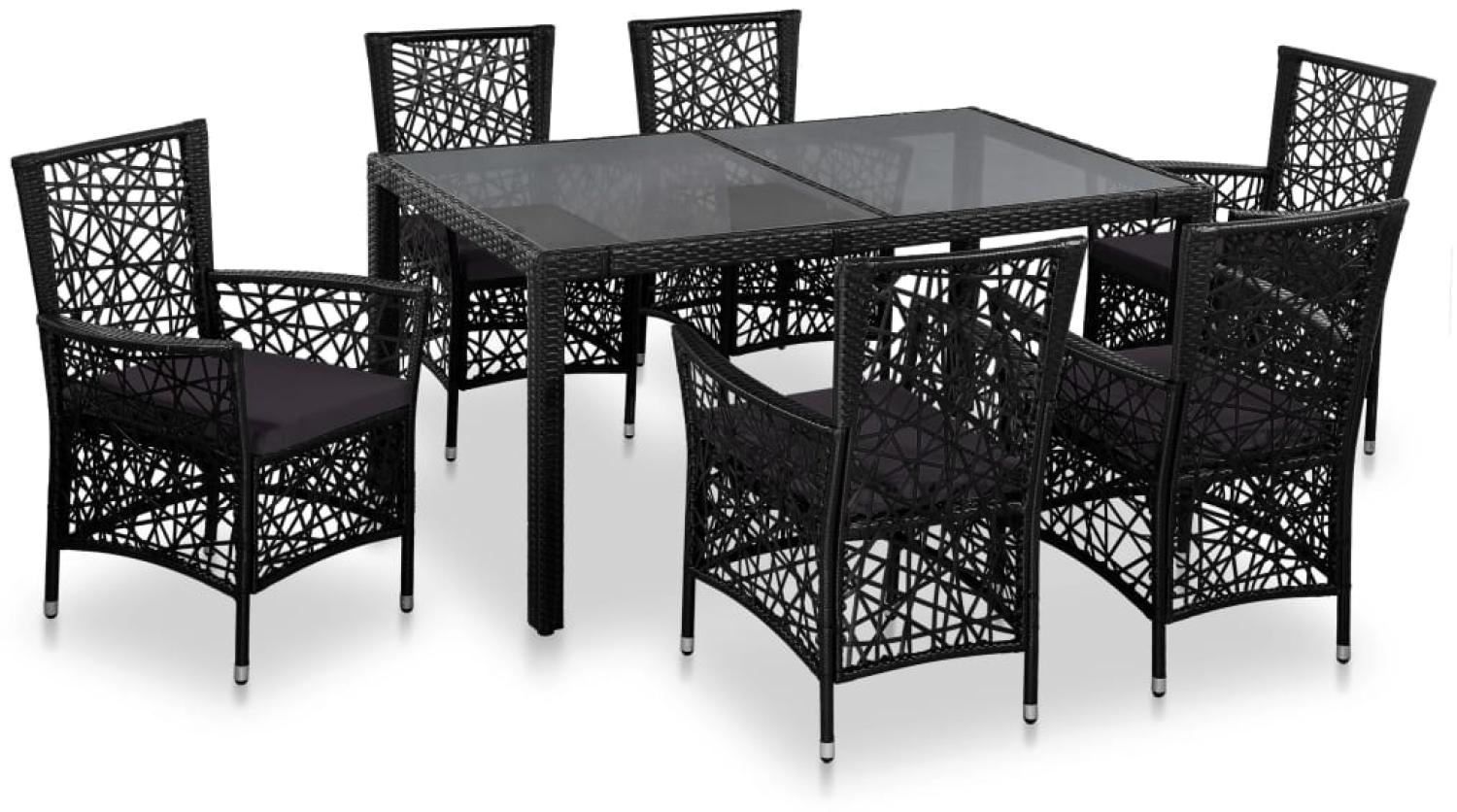 vidaXL 7-tlg. Garten-Essgruppe Poly Rattan Schwarz 44087 Bild 1