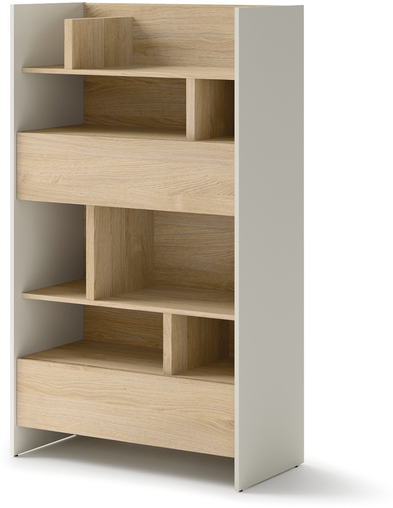 MEBLINI Wohnzimmerschrank für Schrankbett Bed Concept - Hochschrank mit Regalen, Fächern und Schubladen - BC-27 - Kaschmir/Nagano Eiche Bild 1