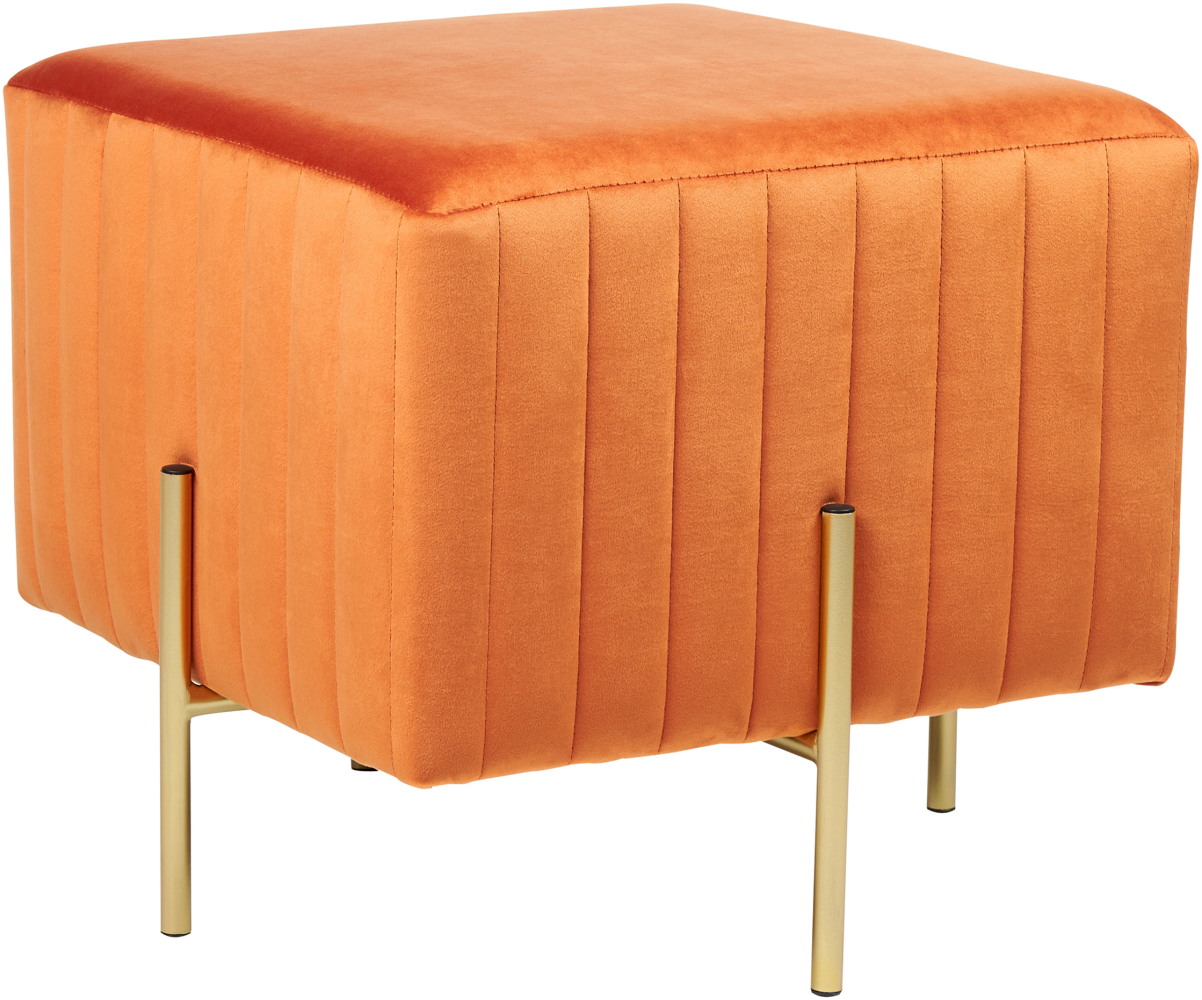 Fußhocker DAYTON Orange Samtstoff Bild 1