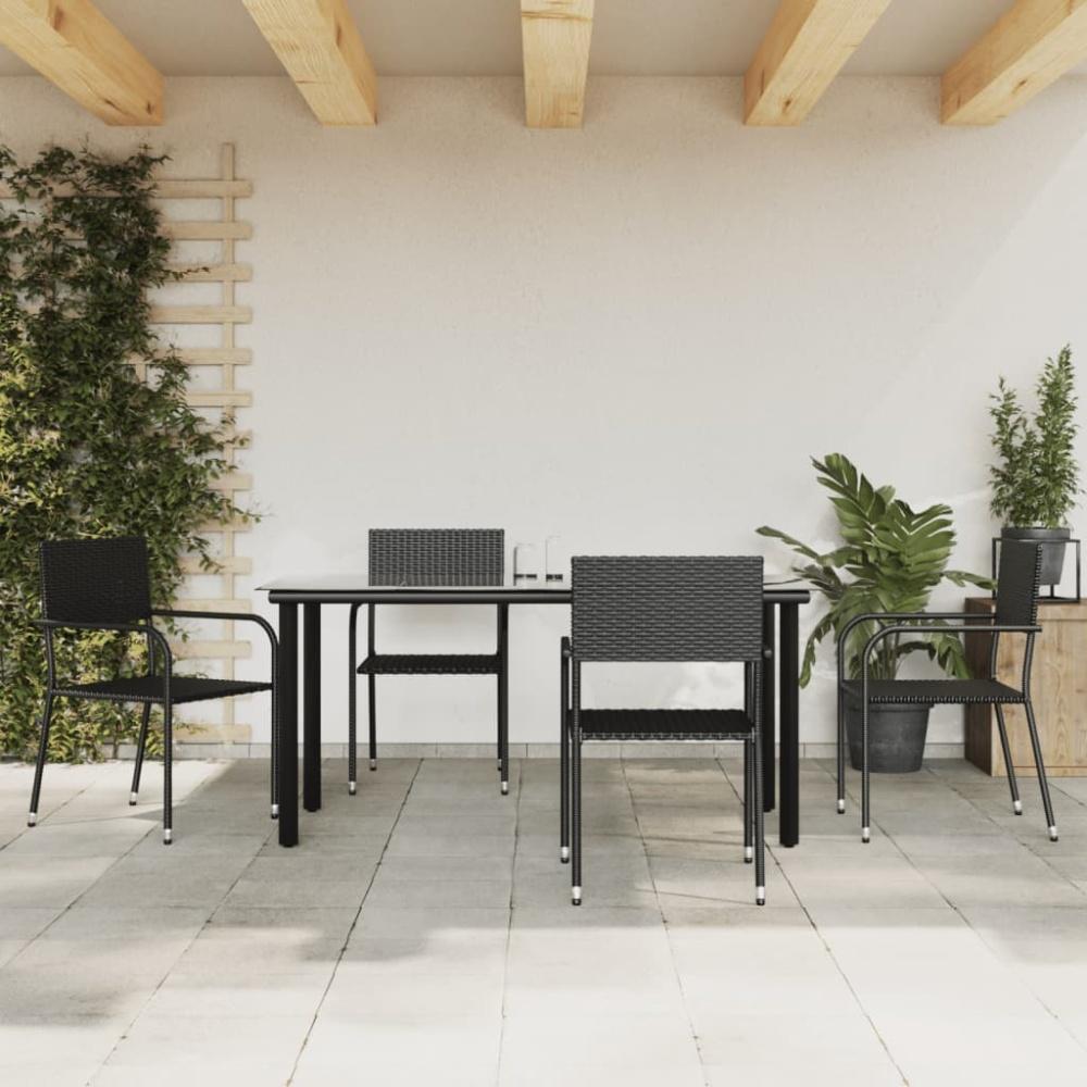 vidaXL 5-tlg. Garten-Essgruppe Schwarz Poly Rattan und Stahl 3203284 Bild 1