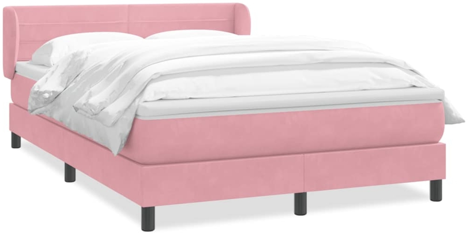 vidaXL Boxspringbett mit Matratze Rosa 140x210 cm Samt 3317612 Bild 1