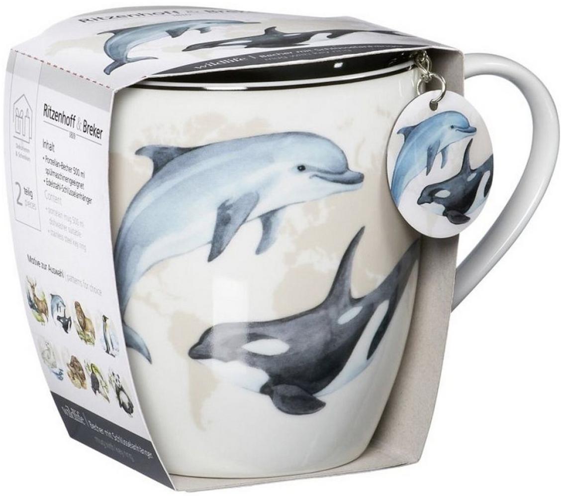 Geschenk-Set Jumbotasse mit Anhänger Wildlife - Jumbotasse mit Anhänger Delfin Bild 1