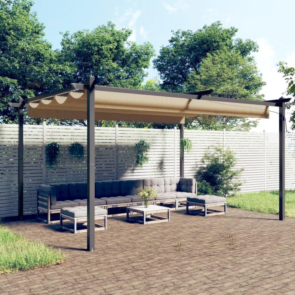 vidaXL Pavillon mit Ausziehbarem Dach 4x3 m Taupe 318539 Bild 1