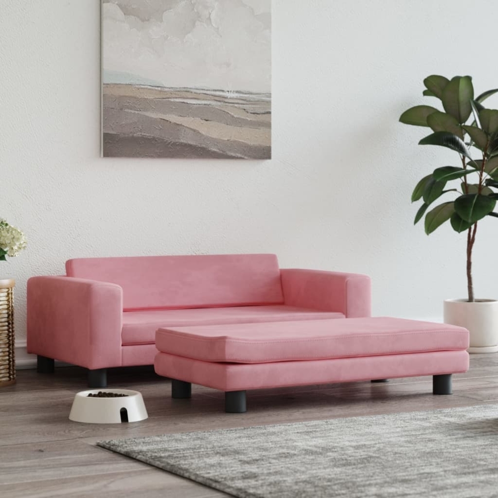 vidaXL Hundebett mit Verlängerung Rosa 100x50x30 cm Samt 172022 Bild 1