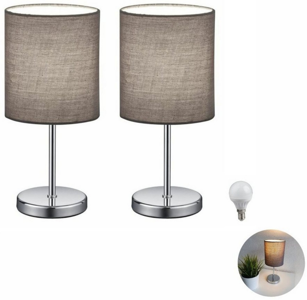 Lichthandel Hoch LED Tischleuchte Nachttischlampe 2er Set Nachttischleuchte für Schlafzimmer Tischlampe, LED wechselbar, warmweiß, LED Bild 1