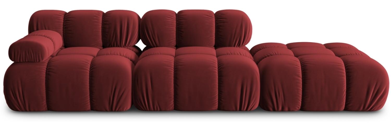 Micadoni Modulares Sofa Bellis 4-Sitzer Rechts Samtstoff Dunkelrot Bild 1