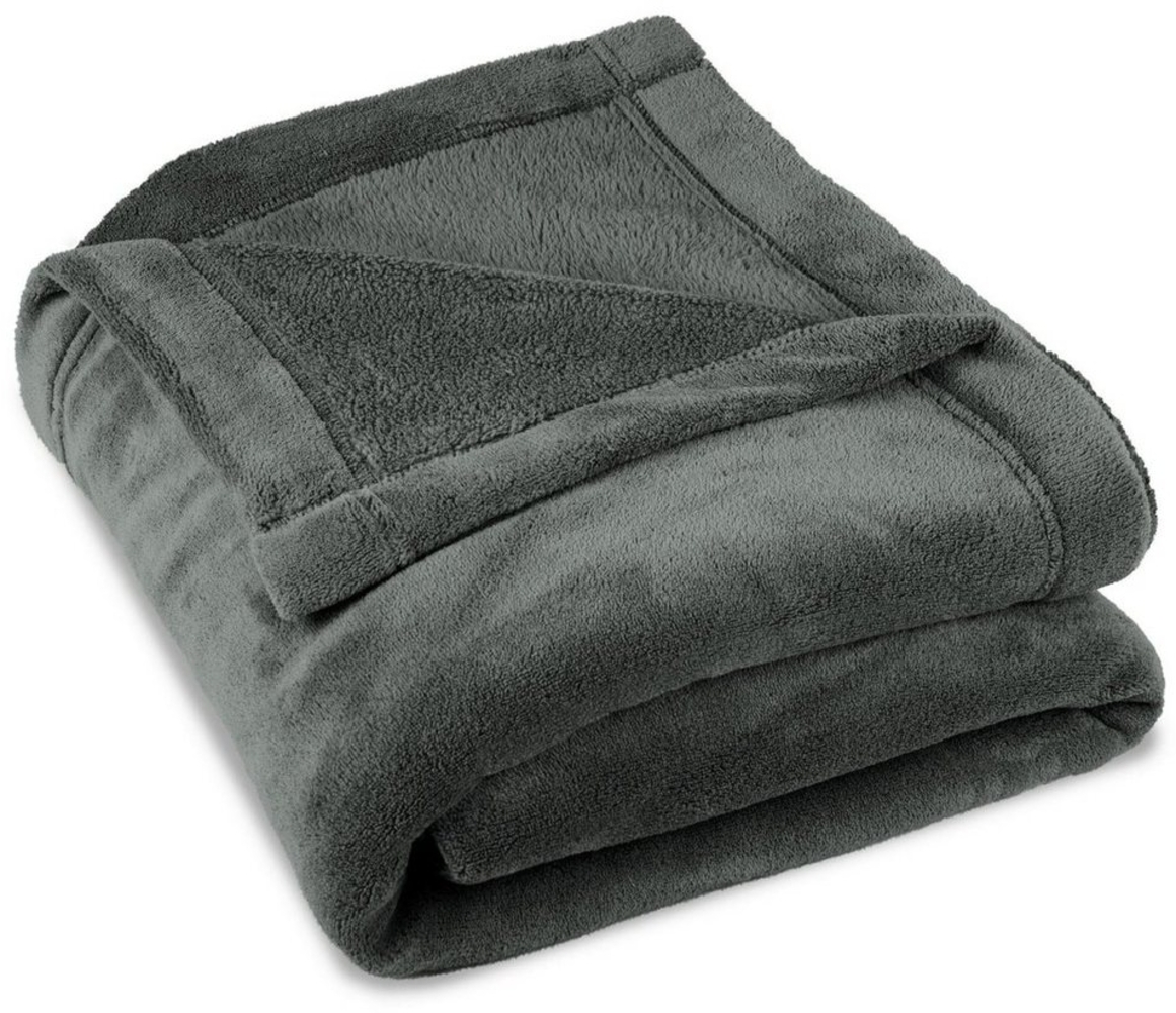 CelinaTex Flauschige Kuscheldecke 150x200 cm grau Decke Sofa warm Wohndecke weich Mikrofaser Fleece Oeko-TEX Montreal Bild 1