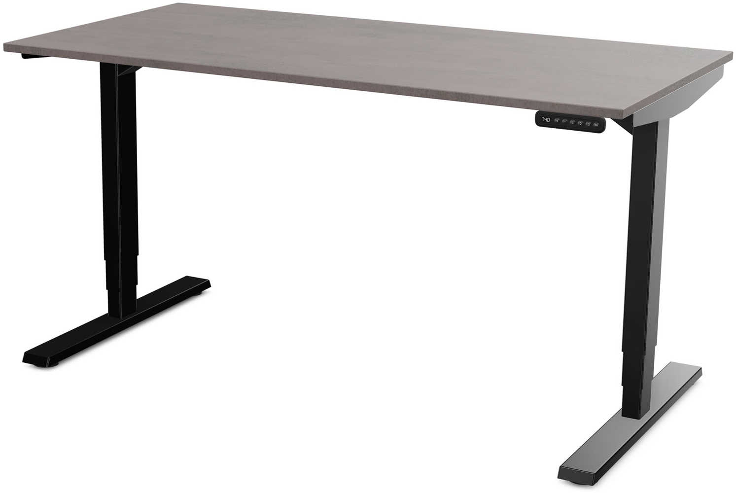 ASSMANN Elektrisch höhenverstellbarer Schreibtisch Y-Line 120x70 cm Sichtbeton Anthrazit Schwarz Metall Holz Melaminoberfläche Bild 1