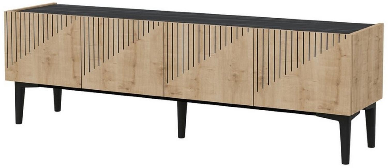 Fernsehtisch Oppdal 154x37x45cm Eiche/Marmor, schwarz [en. casa] Bild 1