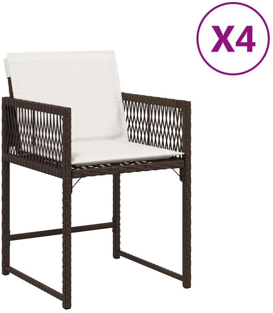vidaXL Gartenstühle mit Kissen 4 Stk. Braun Poly Rattan 365020 Bild 1