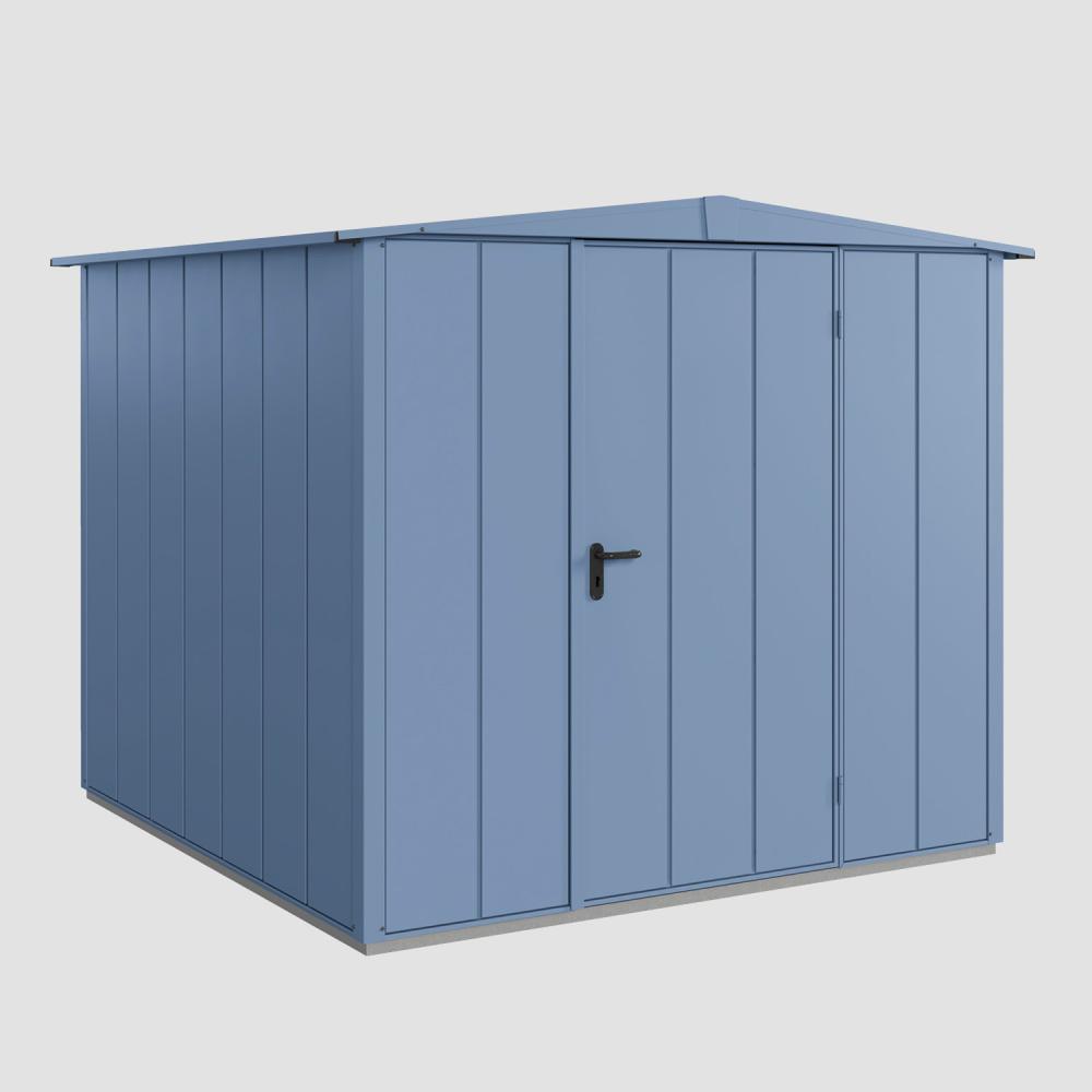 Hörmann Ecostar Aktionsangebot Metall-Gerätehaus Elegant mit Satteldach Typ 2, 238 x 238 cm , taubenblau, 5,7 m²,1-flüglige Tür Bild 1