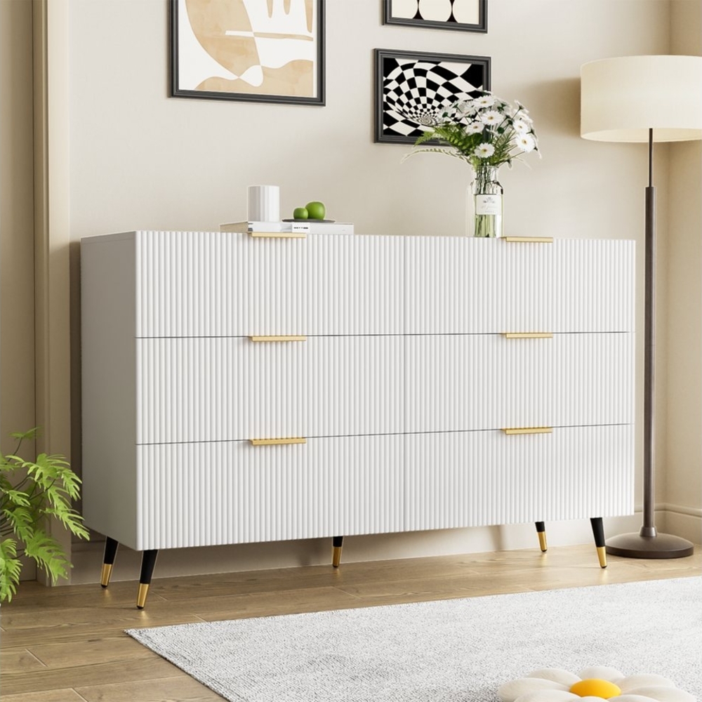 Refined Living Sideboard Kommode Anrichte Lagerschrank mit Schubladen Schuhschrank (1 St. 120*77*40cm, Mit 6 Schublade, mit Metallfüße Goldene Griffe modernem Design), viel Stauraum Bild 1