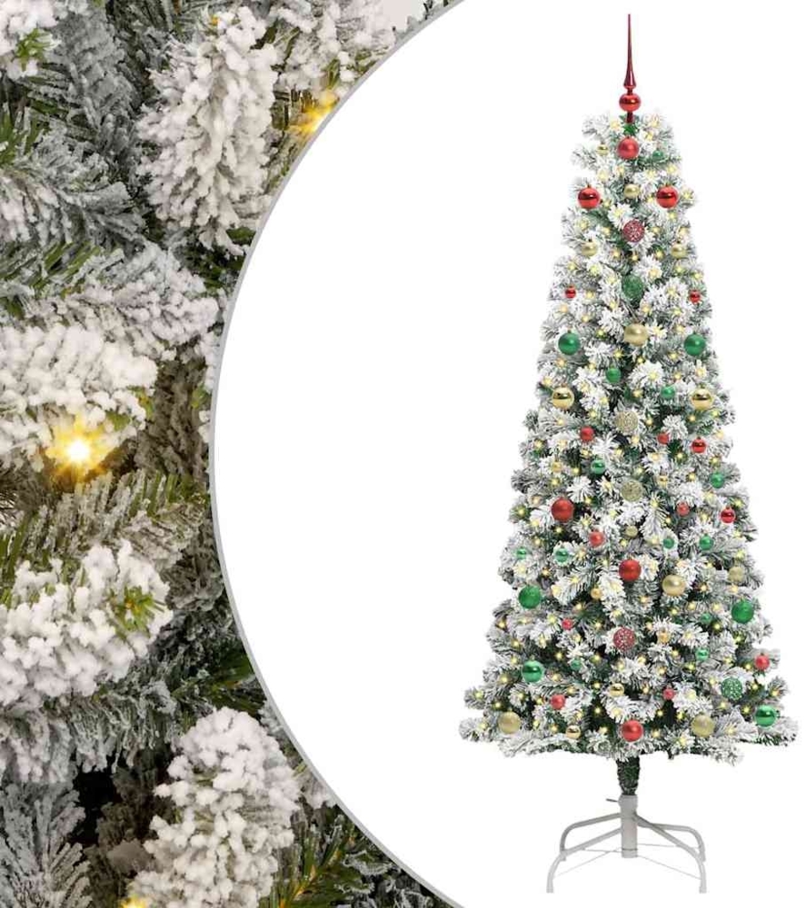 vidaXL Künstlicher klappbarer Weihnachtsbaum Grün und Weiß 210 cm 3395612 Bild 1