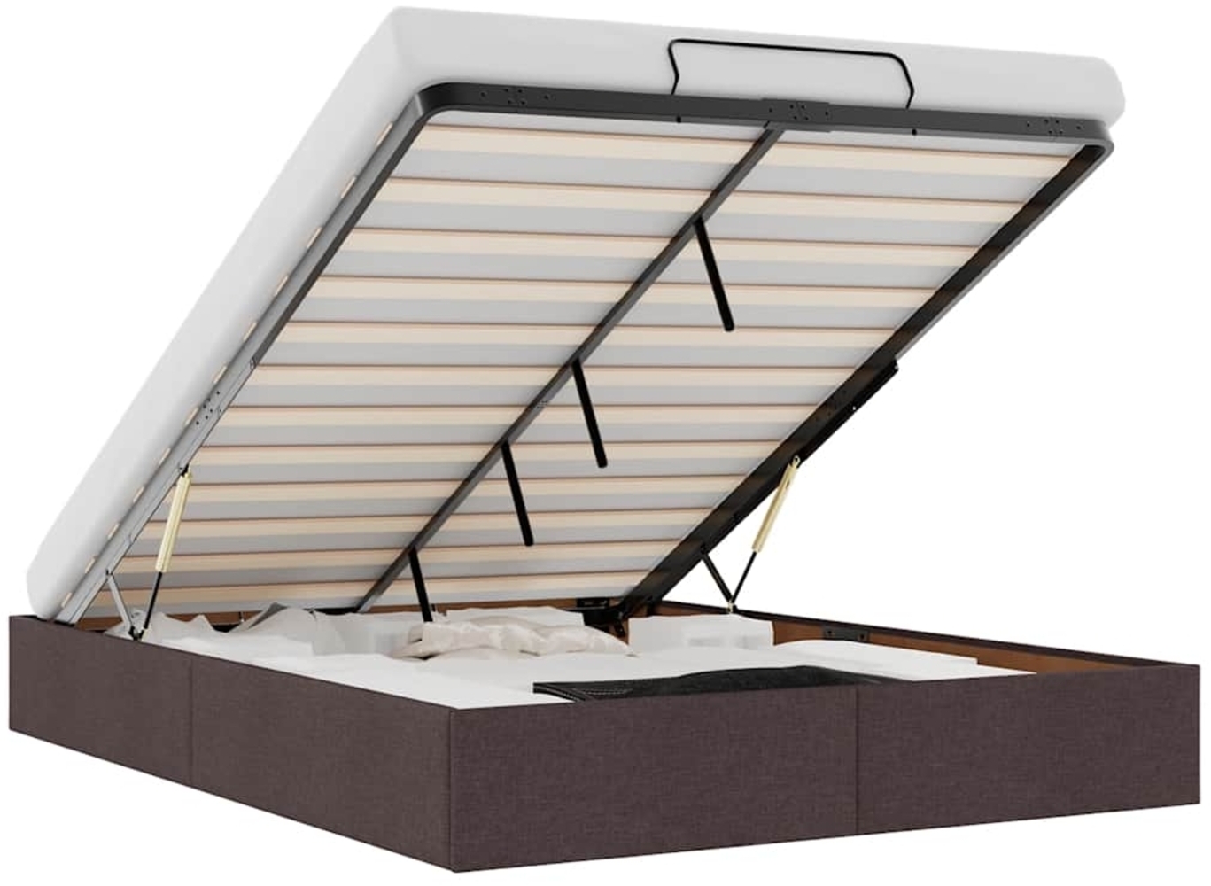 vidaXL Ottoman-Bett ohne Matratze Dunkelbraun 140x200 cm Stoff 3310885 Bild 1