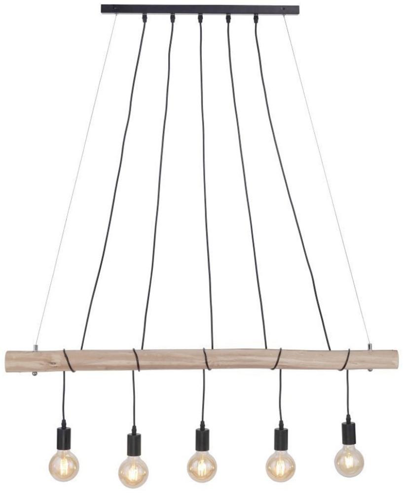 Hängeleuchte, Balken natur, Kabel schwarz, L 120 cm Bild 1