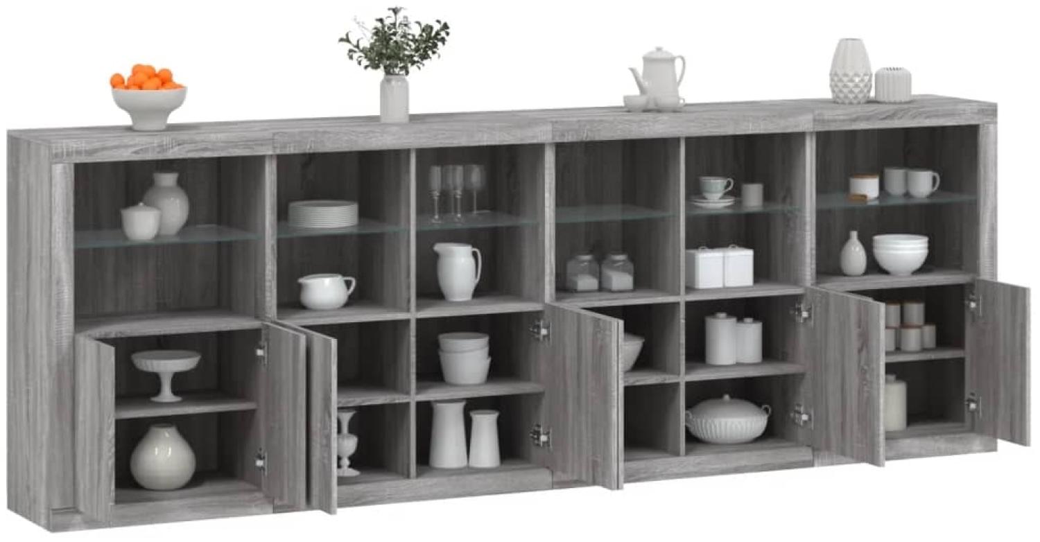 vidaXL Sideboard mit LED-Leuchten Grau Sonoma 283x37x100 cm 3209168 Bild 1