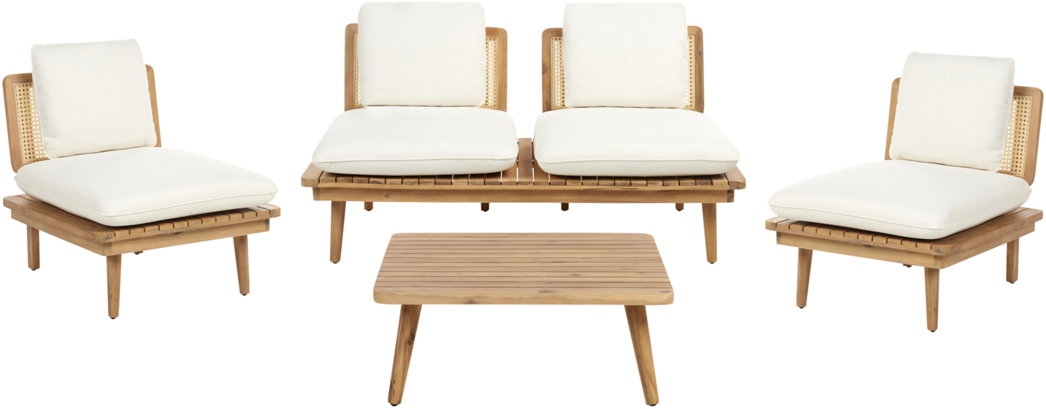 Lounge Set mit Tisch ACCADIA Zertifiziertes Akazienholz 4 Personen Helles Beige Bild 1