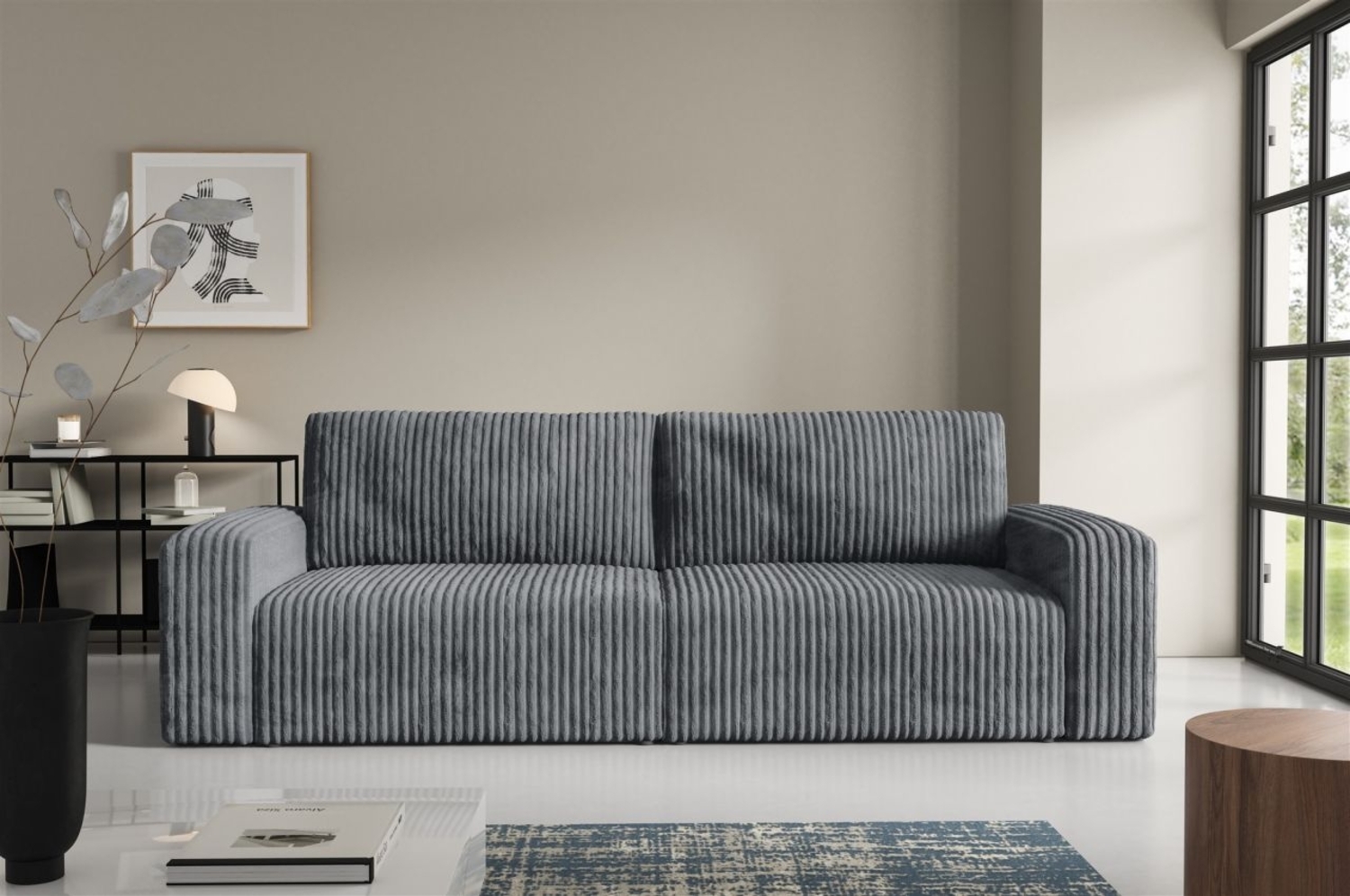 Sofa 3-Sitzer mit Schlaffunktion NATALIA in Stoff Tilia Grau Bild 1