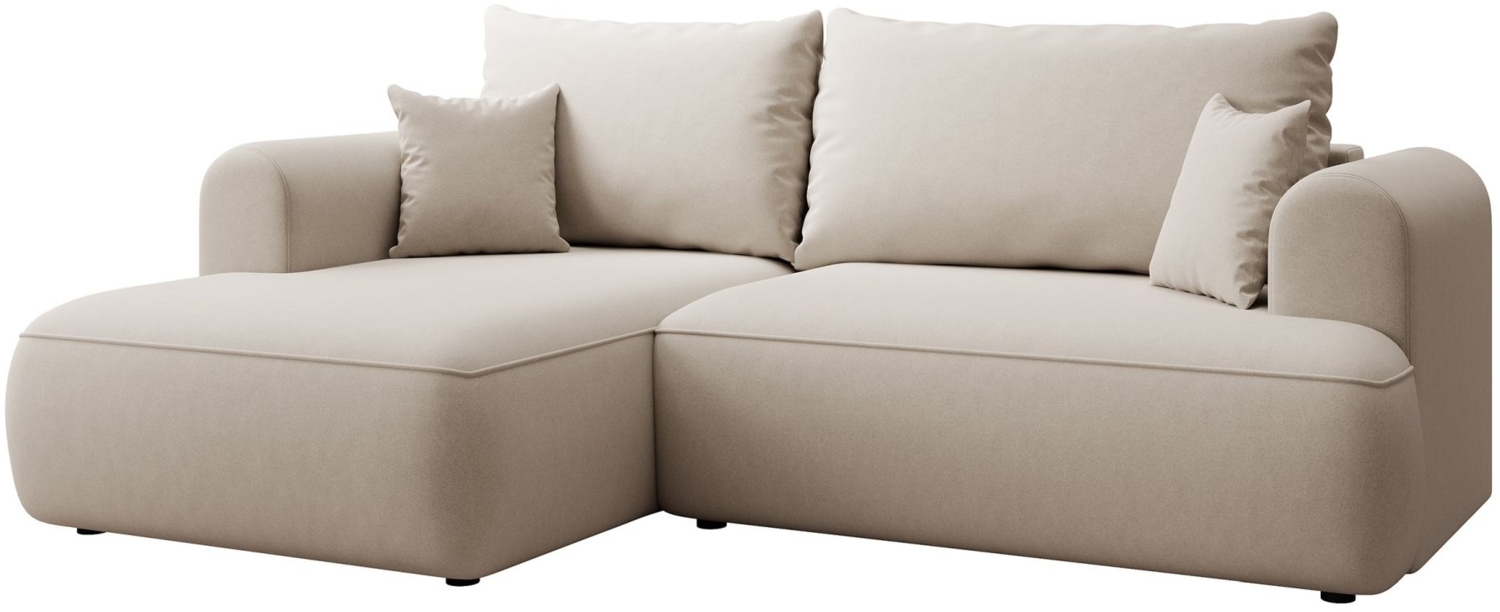 Selsey ''Ovo Mini' Eckschlafsofa linksseitig mit Stauraum, Easy-Clean-Samtbezug, creme, 93 x 238 x 156 cm Bild 1