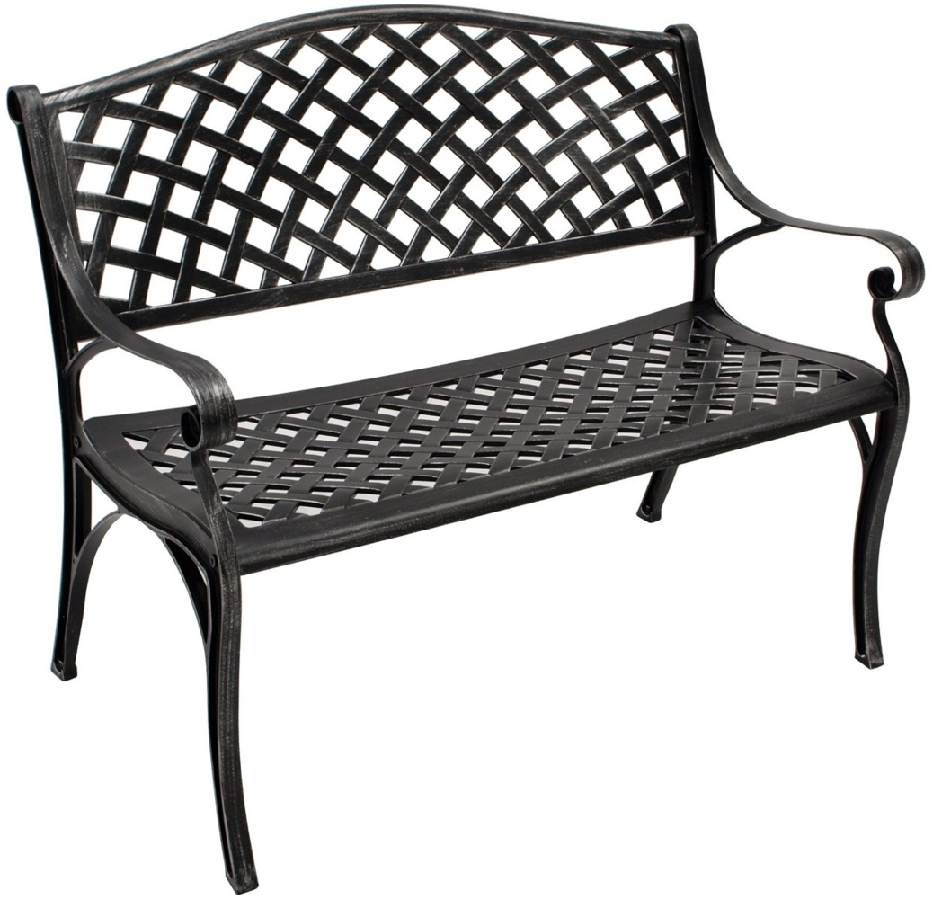 DEGAMO Gartenbank OXFORD (1-St), Stilvolle Gartenbank aus wetterfestem Aluminiumguss, GRAU-ANTIK Bild 1