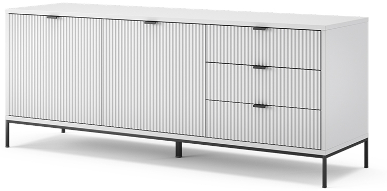 Lowboard Eliza Weiß 150 x 60 cm mit 3 Schubladen, 2 Türen Vicco Bild 1