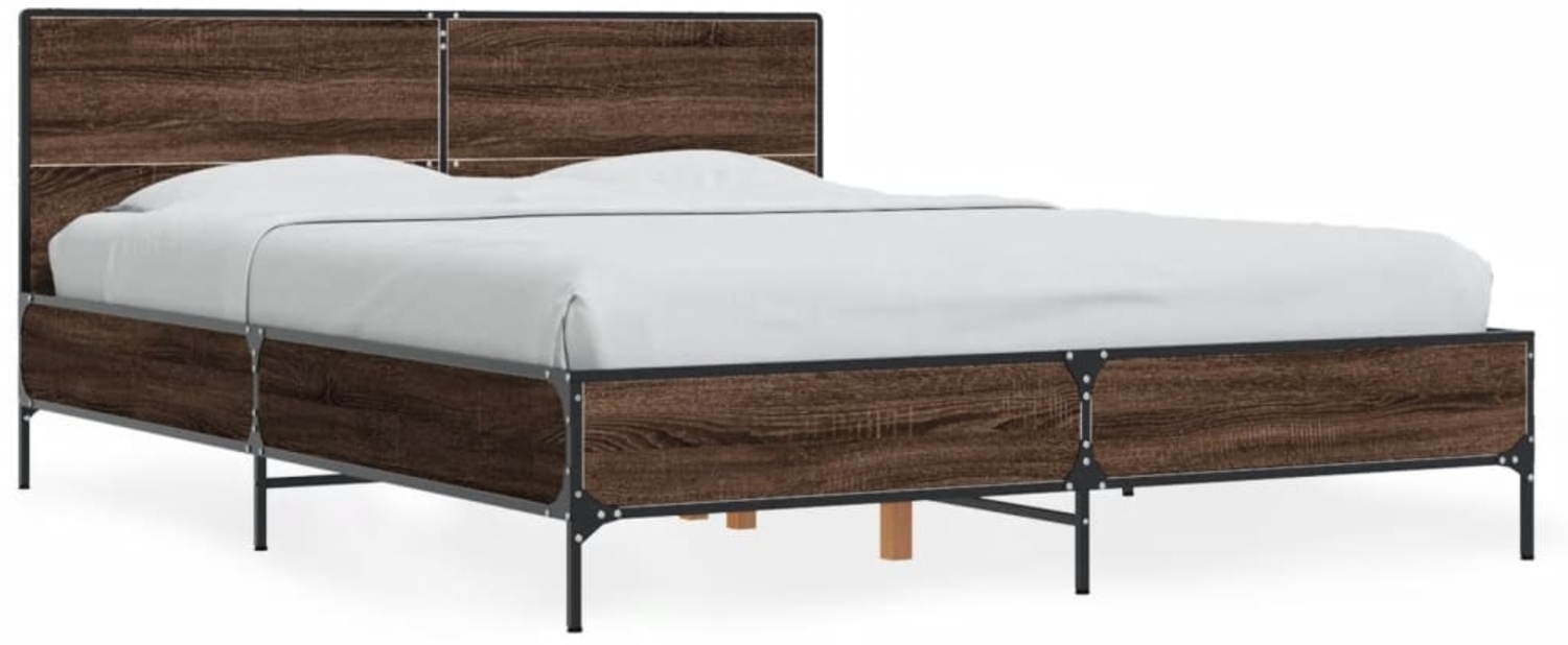 vidaXL Bettgestell Braun Eichen-Optik 120x190 cm Holzwerkstoff Metall 3280026 Bild 1