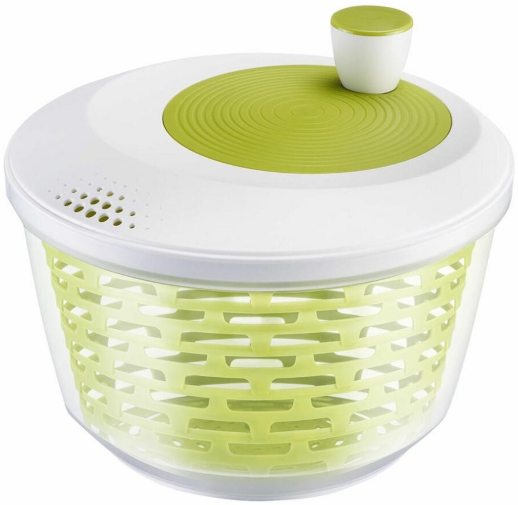 Westmark Salatschleuder, Fassungsvermögen: 4,4 Liter, ø 23,5 cm, Kunststoff, BPA-frei, Spinderella, Farbe: Transparent/Weiß/Grün, 2430224A Bild 1