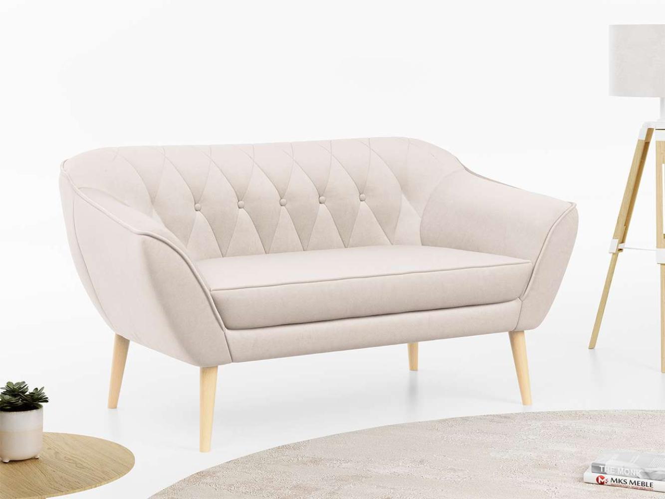 Sofa, Skandinavischer Stil, Holzbeine - PIRS - 2 Sitzer - Beige - Velours Bild 1