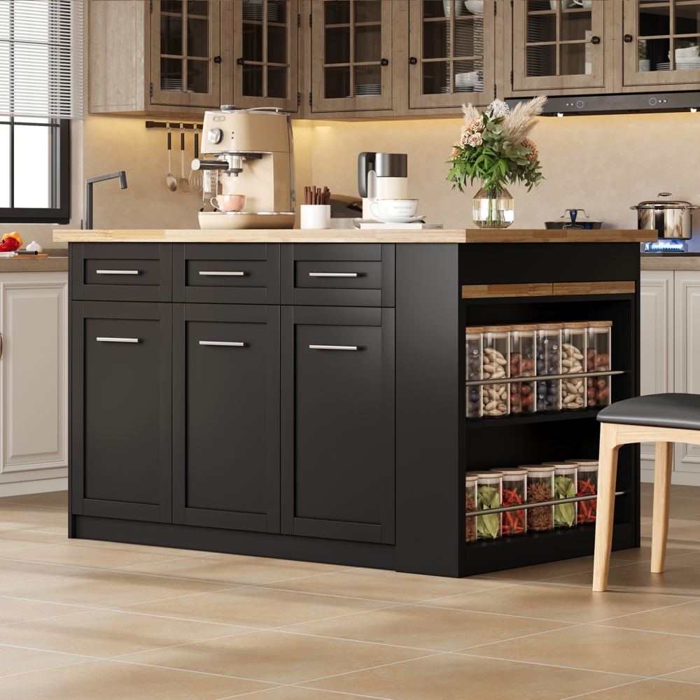 Kücheninsel mit ausziehbarem Esstisch Marmoroptik NaturArbeitsfläche Stauraum Küche Moder Bild 1