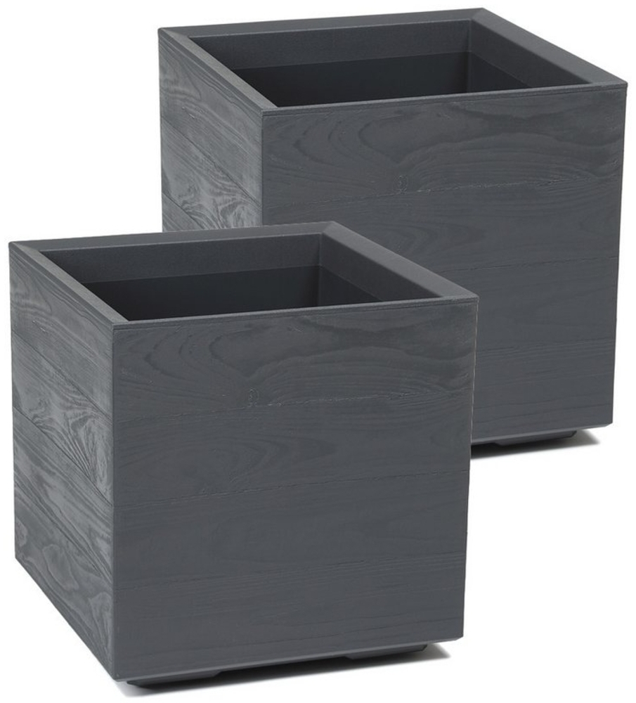 Kreher Pflanzkübel 'Eco Wood' in Anthrazit aus recyceltem Kunststoff (2 St) Bild 1