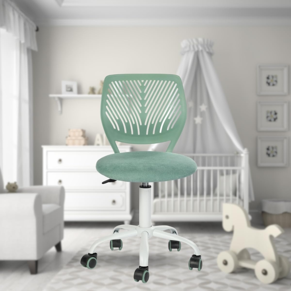 FurnitureR Morandi Bürostuhl, vielseitig, für Kinder, Arbeitsstuhl ohne Armlehnen, höhenverstellbar, drehbar, bunt, für Schule und Büro, Aqua Bild 1