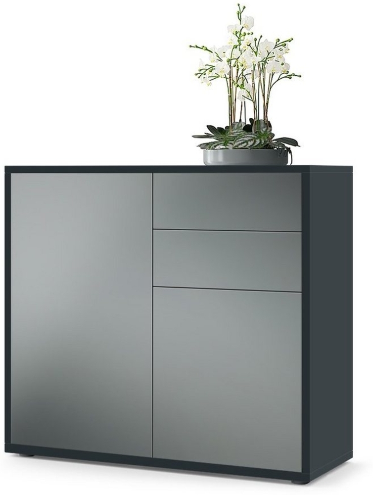 Vladon Sideboard Ben, Kommode mit 2 Türen und 2 Schubladen, Schwarz matt/Graphit Seidenmatt (79 x 74 x 36 cm) Bild 1