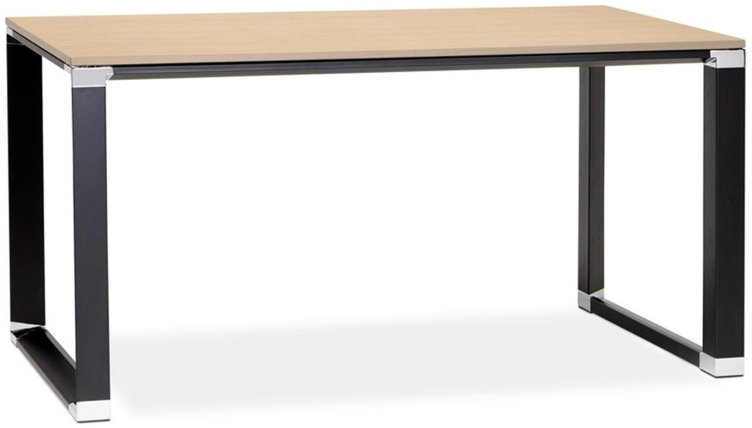 Kadima Design Computertisch | 140 x 70 x 74 cm | Platzsparend Elegant Minimalistisch | Beige-Schwarz | Schreibtisch für moderne Büros | Melaminholz Bild 1