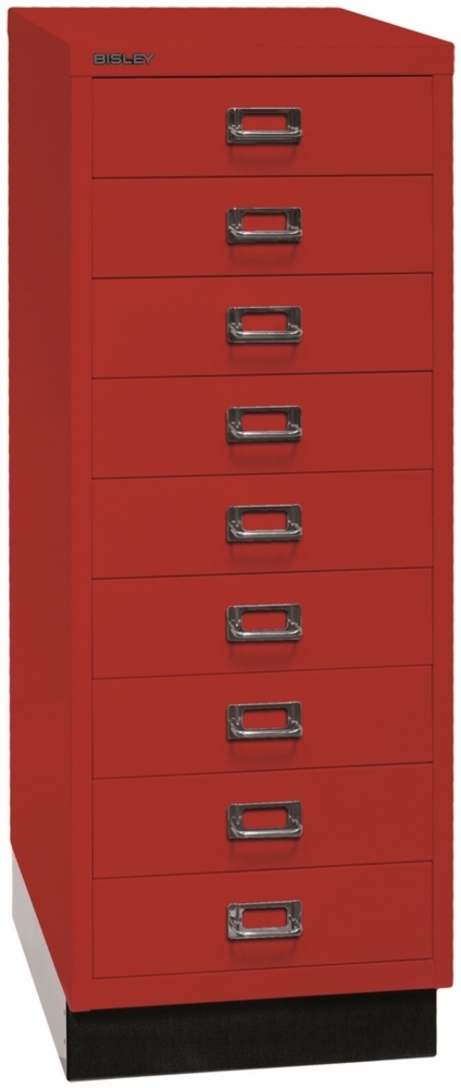 BISLEY Schubladenschrank aus Metall DIN A3 in kardinalrot mit 9 Schubladen und Sockel Büroschrank Werkzeugschrank, L39A39S-670 Bild 1