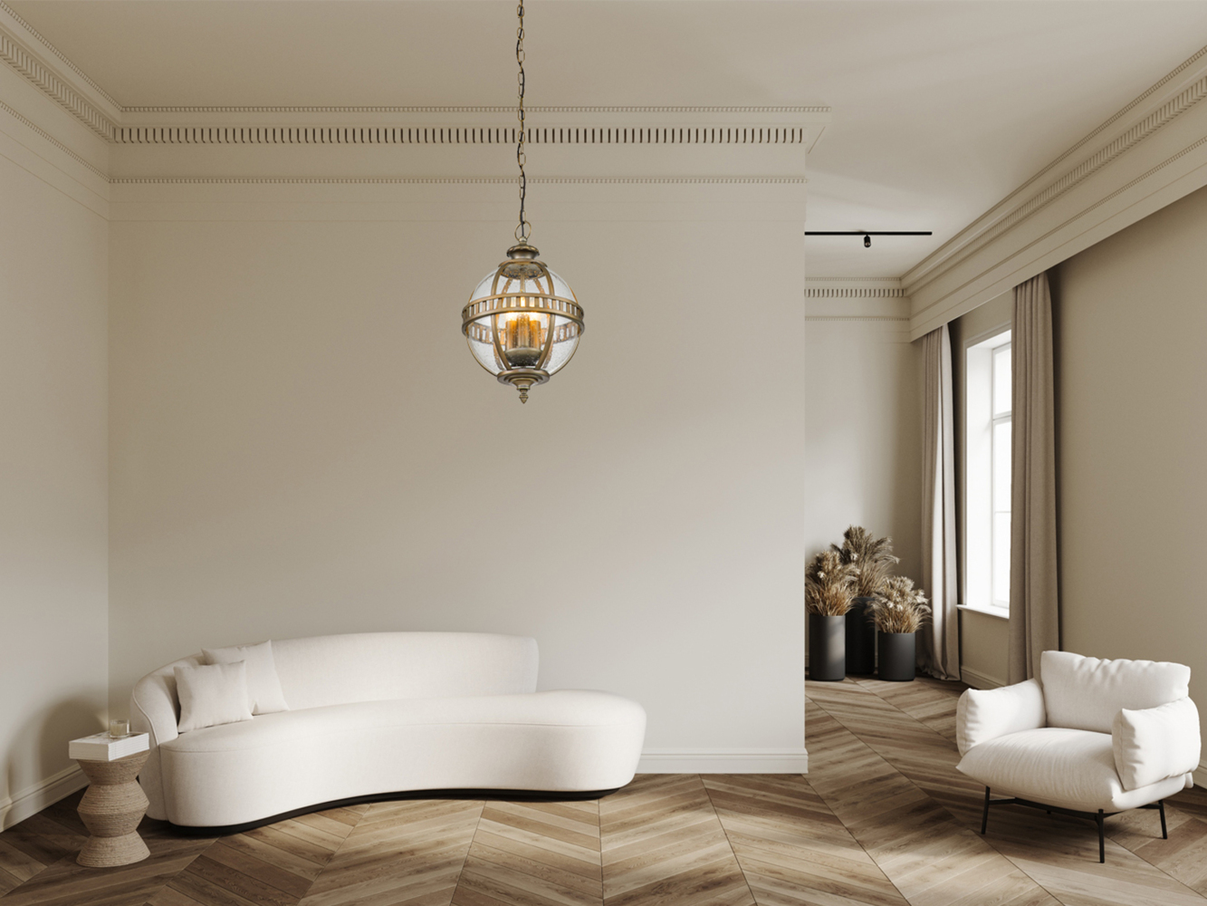 LED Jugendstil Pendelleuchte für Innen & Außen, Bronze Ø30,5cm Bild 1