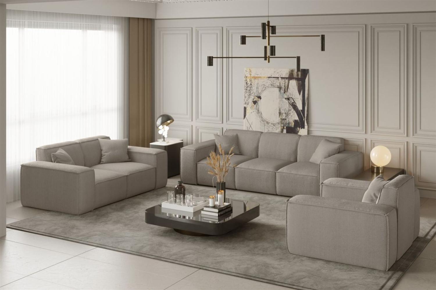 Sofaset Designersofa CELES 3-2-1 in Stoff Scala Beige Bild 1