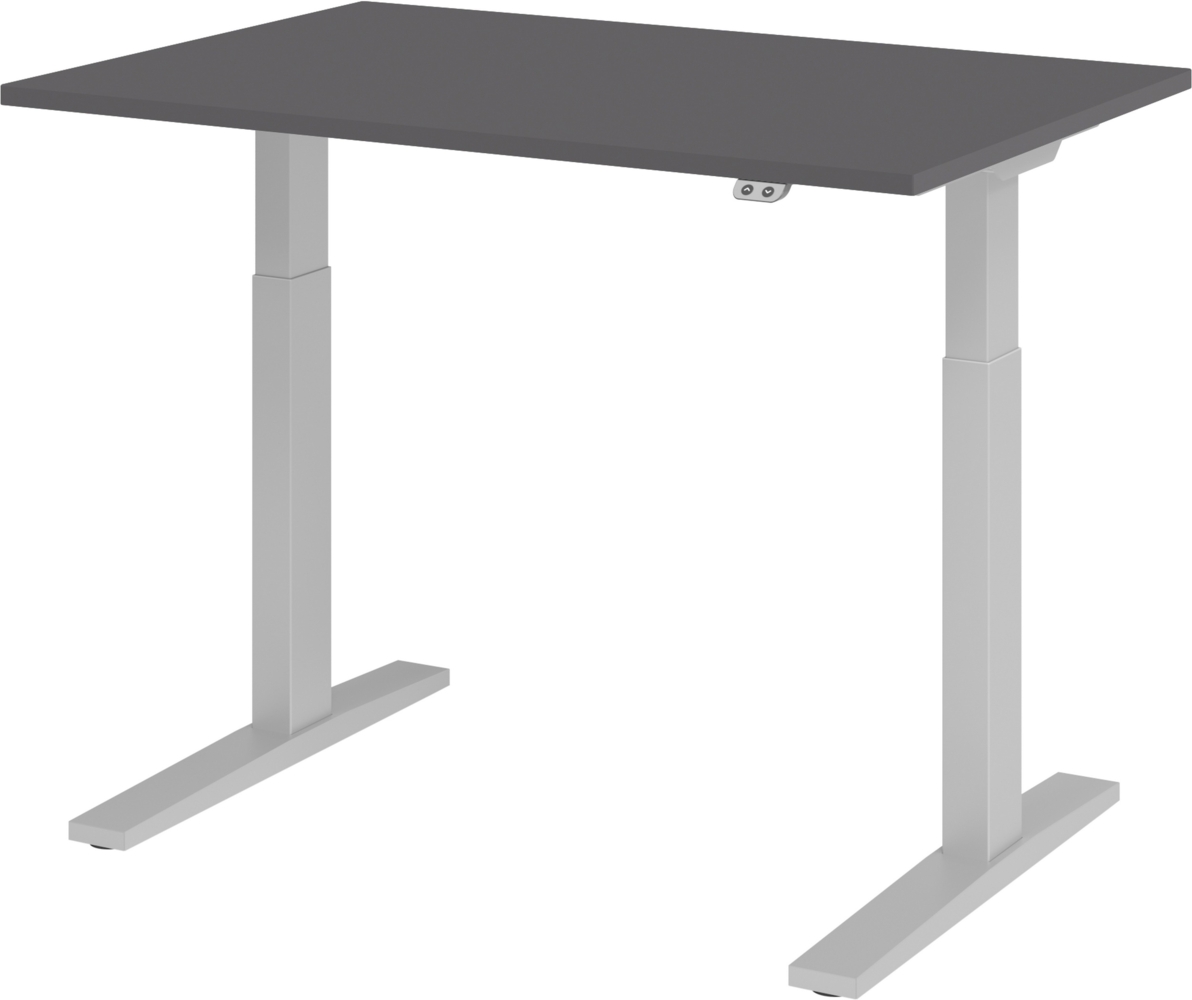 bümö elektrisch höhenverstellbarer Schreibtisch 120x80 cm in graphit, Gestell silber - Schreibtisch höhenverstellbar elektrisch, elektrischer Schreibtisch & Gaming Tisch, XMKA-Serie Bürotisch, XMKA12-G-S Bild 1