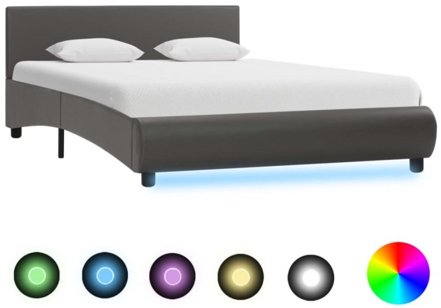 vidaXL Bettgestell mit LED Grau Kunstleder 140x200 cm, Mit Beleuchtung [285495] Bild 1