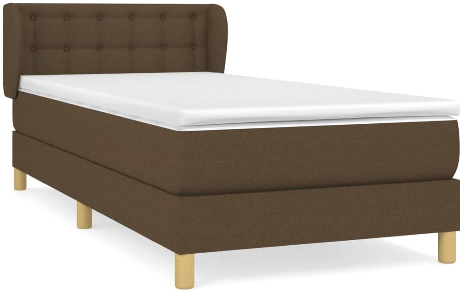Einzelbett, Polsterbett mit Matratze Stoff Dunkelbraun 80x200 cm, Härtegrad: H2 [3127080] Bild 1