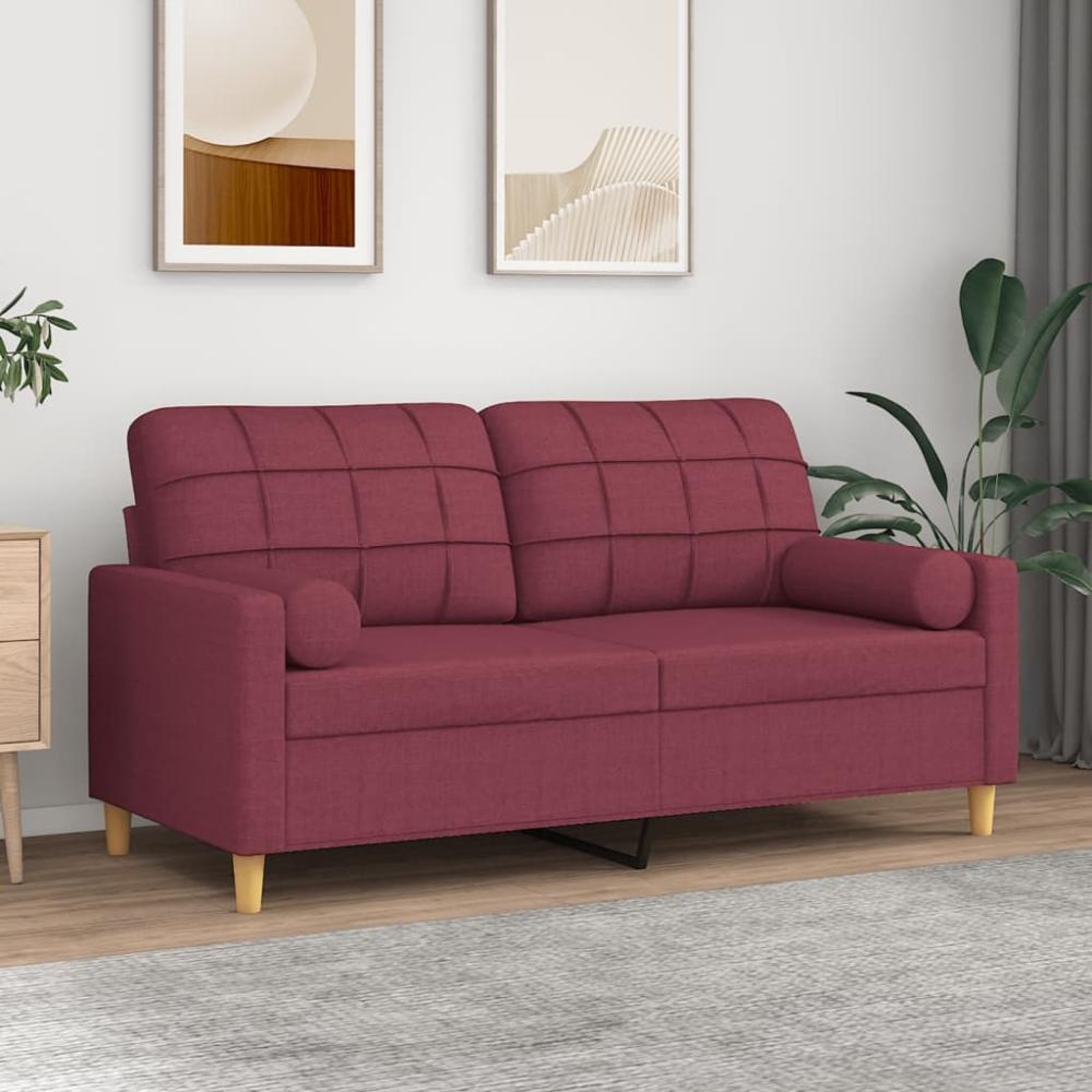 vidaXL 2-Sitzer-Sofa mit Zierkissen Weinrot 140 cm Stoff 3200788 Bild 1