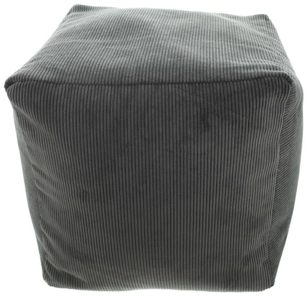 Sitzpouf "Grey" 40x40 cm, Bezug aus Feincord in grau, Sitzwürfel, Hocker, Sitzkissen Bild 1